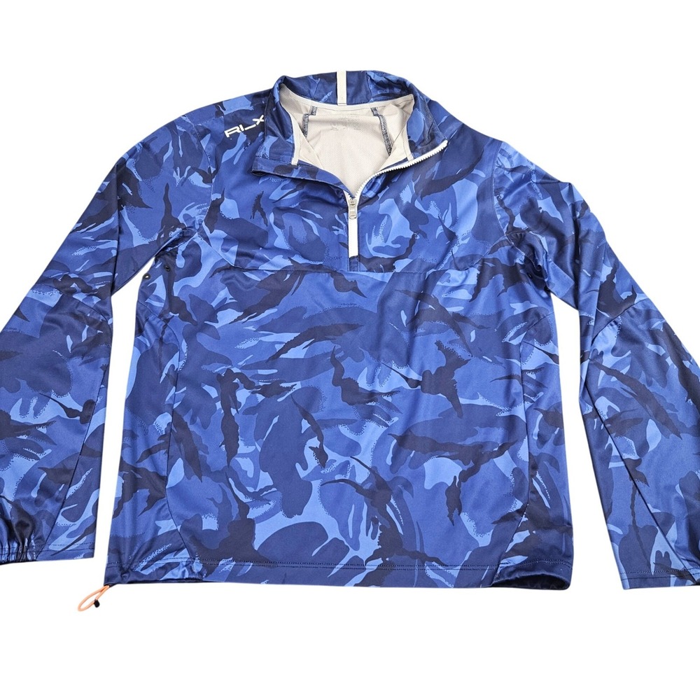 RLX Ralph Lauren Quarter Zip Pullover Mens Small‎ Kapalua Hawaii Golf Blue Camo